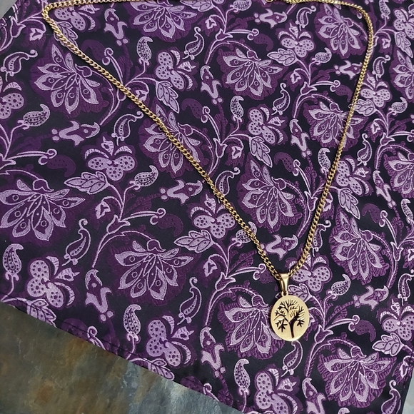 18K Gold Plated Tree Of Life Pendant and 18K Gold Plated Miami Cuban Link - Picture 11 of 13